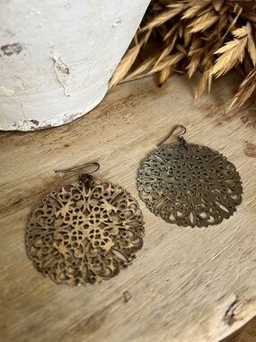 Intricate Gold Medallion Earrings